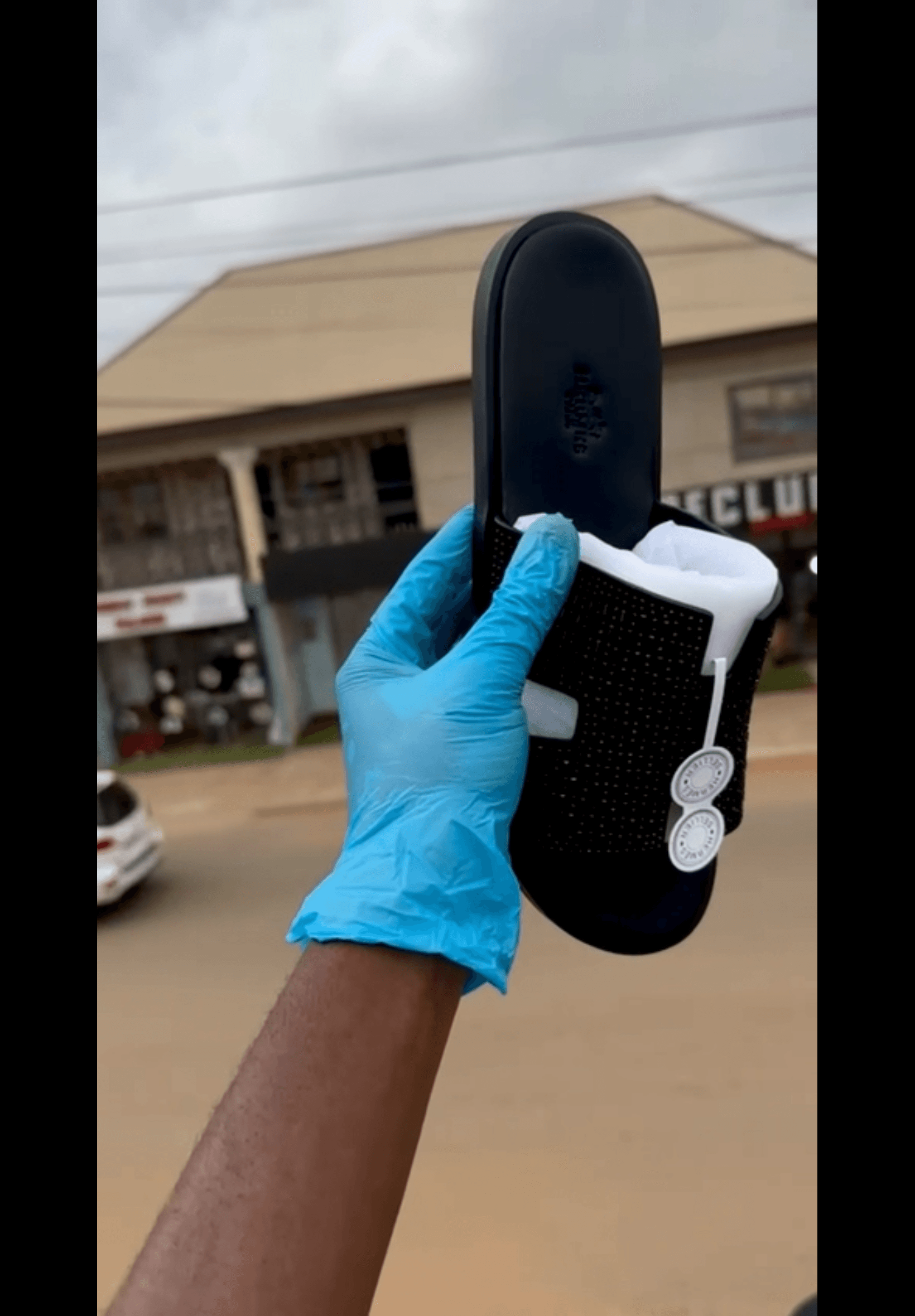 Black Hermes slippers 