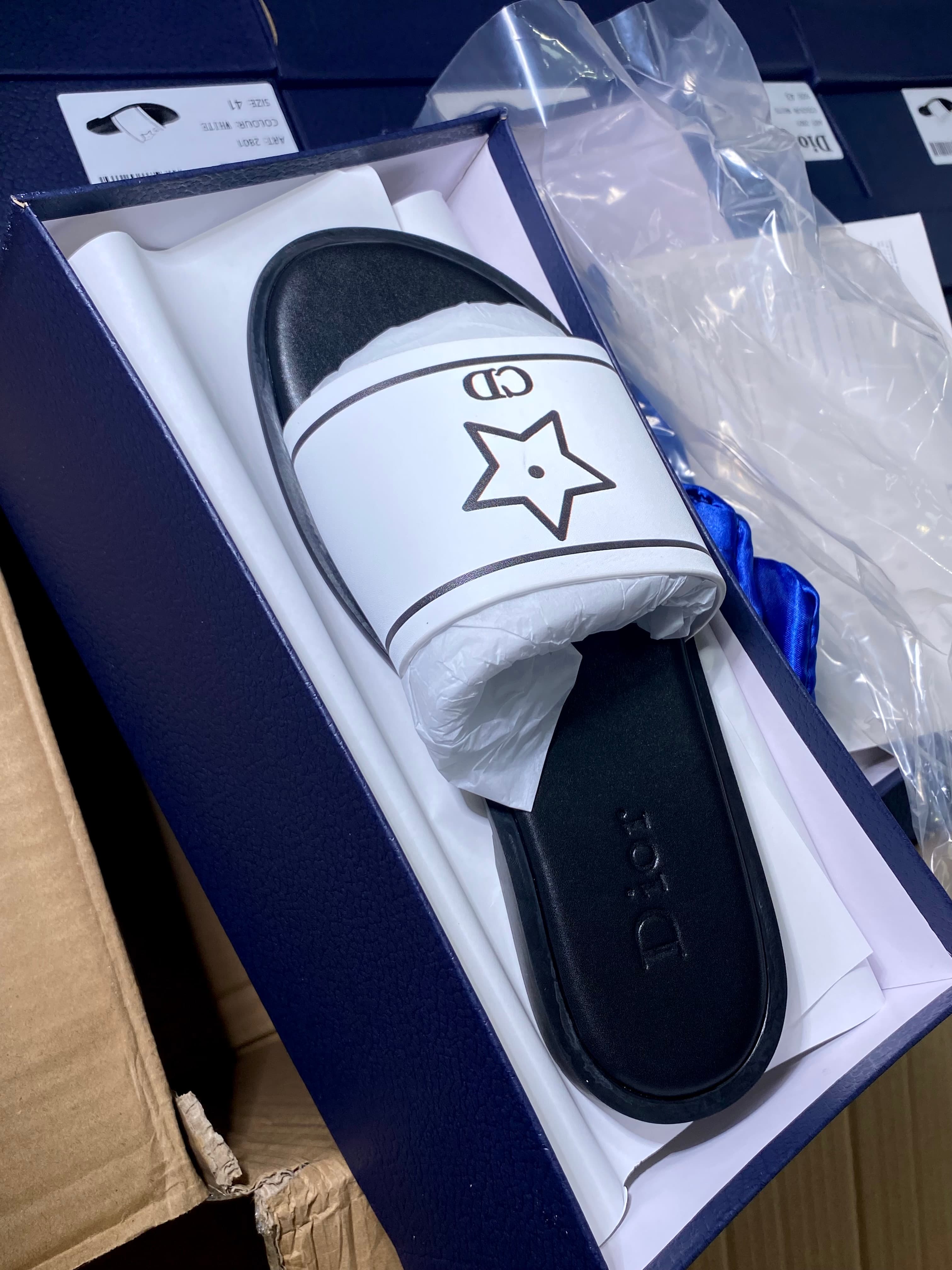 White Dior slippers 